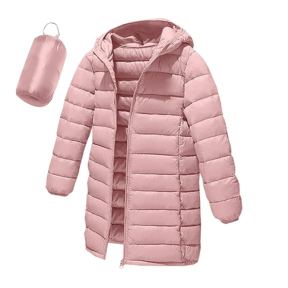 OGLCCG Hooded Puffer Jacket for Girls 4-12 Years Packable Winter Warm Quilted Down Coats with Pockets Lightweight Padded Outerwear for Kids