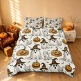 thumbnail image 2 of Homewish Halloween Witch Ghost Duvet Cover Queen, Retro Pumpkin Bat Queen Bedding, Cream Orange Black, Pumpkin Bat Reversible 3 Pieces, 1 Duvet Cover and 2 Pillowcases, 2 of 7