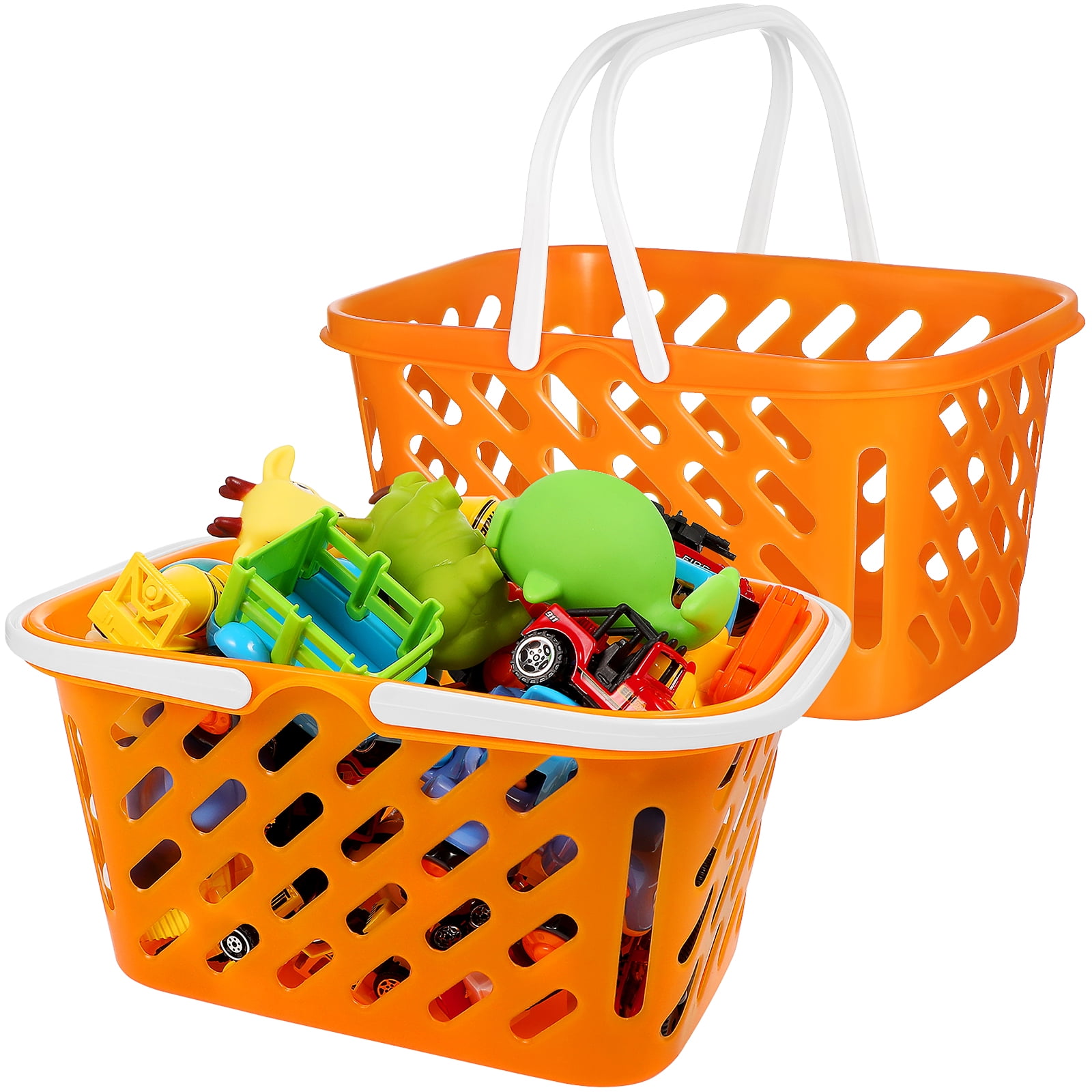 2pcs Portable Shopping Baskets Kids Play House Grocery Baskets Multipurpose Baskets Toys Storage