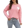 thumbnail image 1 of Gibobby Suéter de invierno para mujer, Suéter de Manga Larga de Color sólido para Mujer Suéter Suelto de Cuello Redondo Informal Otoño Invierno Suéter de Punto Tops(Rojo,M), 1 of 5