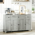 thumbnail image 2 of GloryStar Buffet de 55 Pouces avec Rangement, Bahut Moderne avec 4 Portes, 3 Tiroirs et Tablettes Ajustables, 2 of 8
