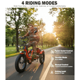 thumbnail image 6 of YEBEI Electric Tricycle for Adults FoldingElectric Trike Peak 1350W Motor Etrike with 48V15.6Ah Battery 20MPH Fat Tires 3 Wheels Eletric Bike with Two Baskets Orange UL2849, 6 of 10