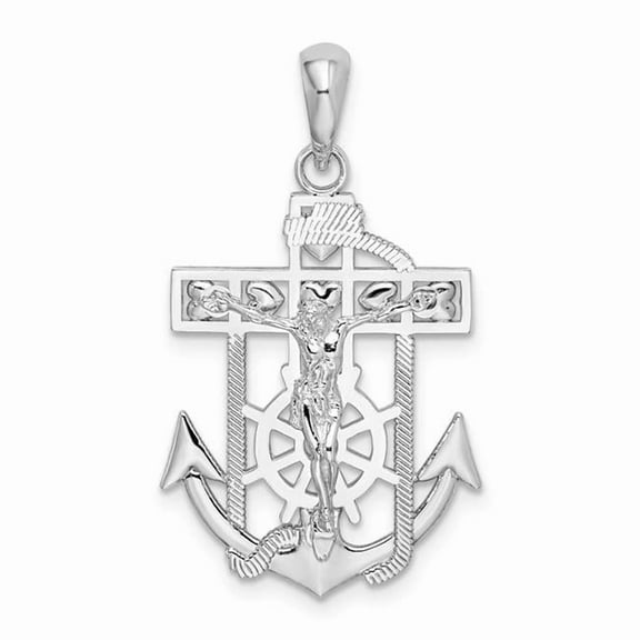Finest Gold Sterling Silver Polished Mariners Crucifix Pendant