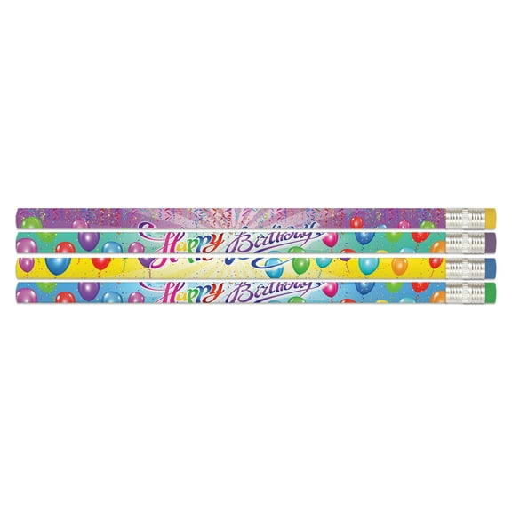 Musgrave Pencil Company Happy Birthday Rainbow Pencil, 12 Per Pack, 12 Packs