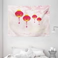 thumbnail image 1 of Lantern Tapestry, New Year of Chinese Calendar Celebrations Eastern Imagery Abstract Asian Art, Wall Hanging for Bedroom Living Room Dorm Decor, 80W X 60L Inches, Hot Pink Yellow, by Ambesonne, 1 of 2