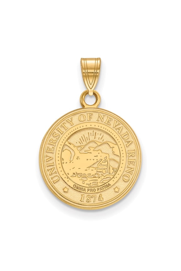 925 Sterling Silver With GP LogoArt University of Nevada Medium Crest Pendant; for Adults and Teens; for Women and Men