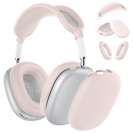 Natural Silicone Case for AirPods Max Earphones Scratch-Resistant Earpads Earmuff Headband Cover (Transparent light pink）