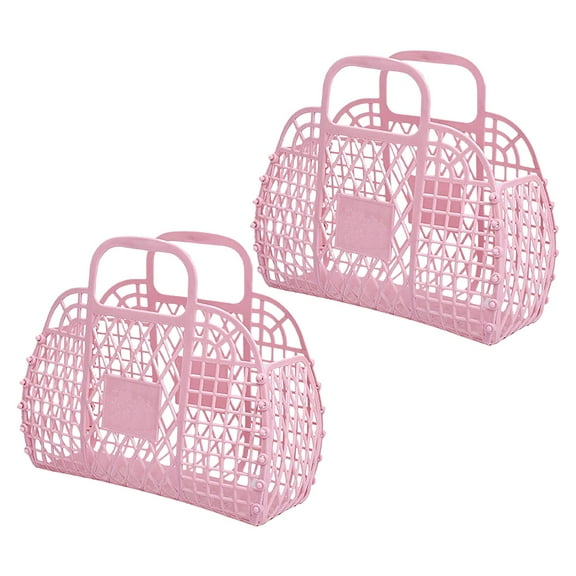 Bizhua Home Textile Storage Personalized Jelly Bags Bridesmaid Gift Bags Gifts Plastic Clutches Girls Party Gift Bags Bridal Party Baskets, 2* Folding Basket