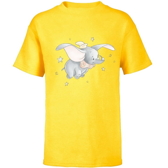 Disney Classic Dumbo and Magic Feather Watercolor - Short Sleeve T-Shirt for Kids - Customized-Yellow