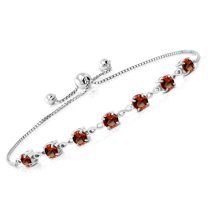 Gem Stone King 2.80 Ct Round Red Garnet 925 Sterling Silver Tennis Bracelet for Women