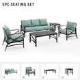 thumbnail image 3 of Crosley Furniture Kaplan 5 Piece Metal Outdoor Sofa Set in Mist Green, 3 of 19