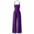 thumbnail image 6 of LEKODE One Piece Jumpsuits for Women Wide Leg Summer Pants for Women Ruched Rompers Comfy Beach Vacation Trendy Overalls Travel Jumpsuits for Women Summer Outfits Purple S, 6 of 6