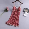 thumbnail image 2 of DHFJKG Nightgowns For Womens Silk Satin Mini Sleep Dress Casual Lace Trim Spaghetti Strap Padded Summer V Neck Nightwear Comfortable Home Clothes, 2 of 3