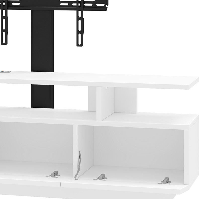 Uforic TV Stand with Mount, Power Outlets & LED, Entertainment Center for Up to 65" TV for Living Room, White