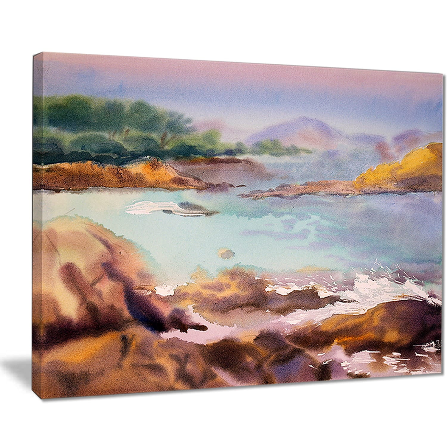 Design Art Designart Tranquil Watercolor Waters Seascape Painting Canvas Print Walmart Com Walmart Com