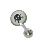 Barbell Head - Body jewelry, 316L surgical steel with flat head and Logo, Barbell Tongue ring