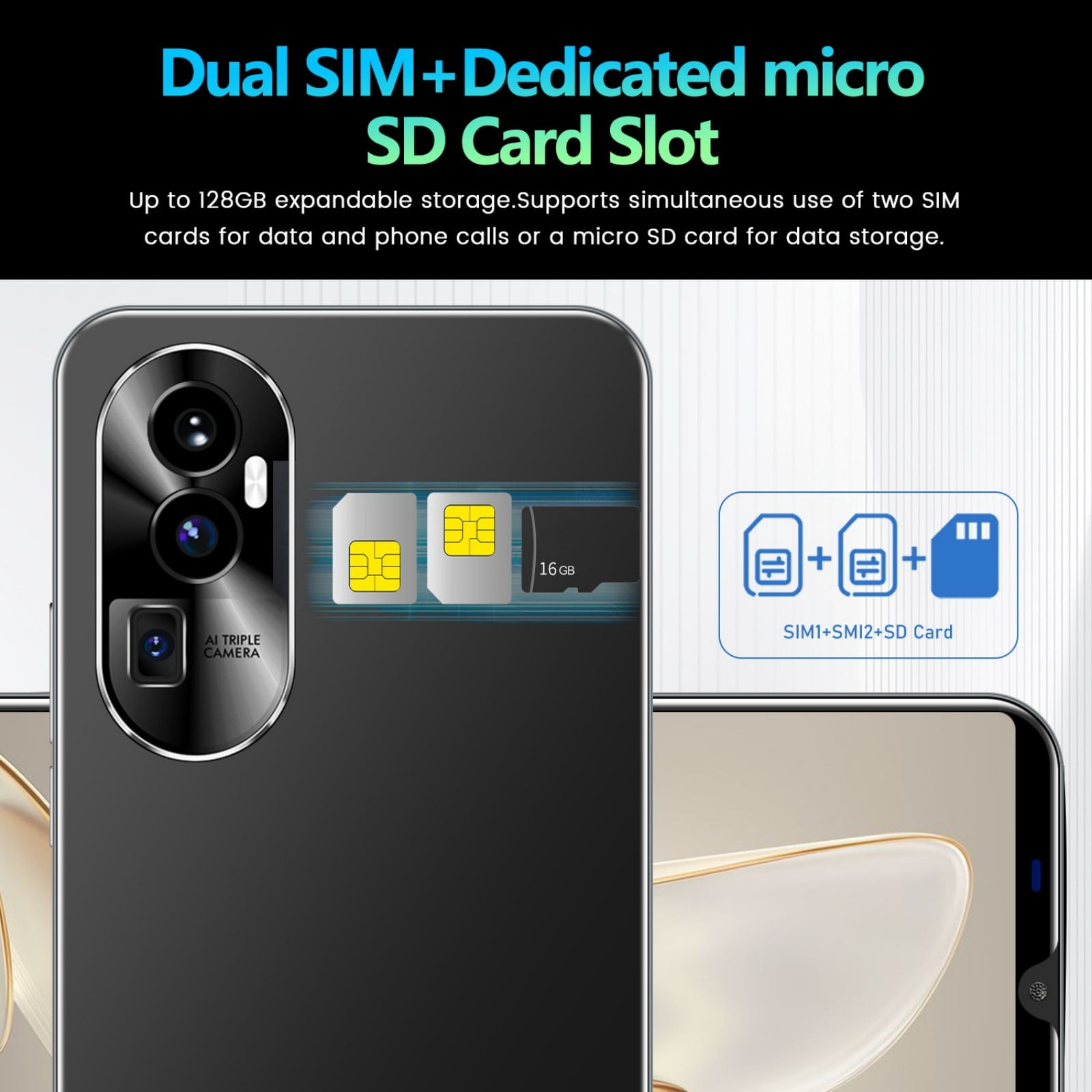 VOAVEKE 5.5 Inch Android 13 Smart Phone 16GB SIM Standby 3200mAh Network Mobile Phone
