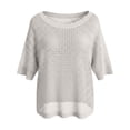 thumbnail image 5 of Rhuody Tops For Womens Round Neck T Shirt Short Sleeve Solid Color Off Shoulder Hollow Out Loose Fit Tee Basic Clothes Xl Grey, 5 of 5