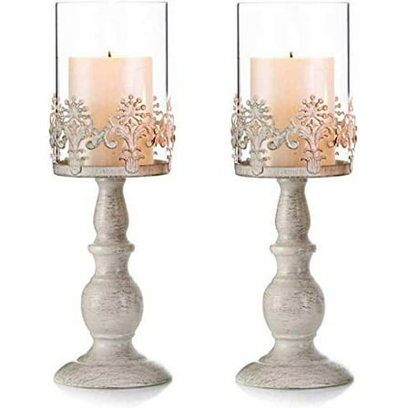 BOPORO 3 Pcs Glass Candle Holders for Pillar & Taper Candle Elegant Crystal Candlesticks Home Décor