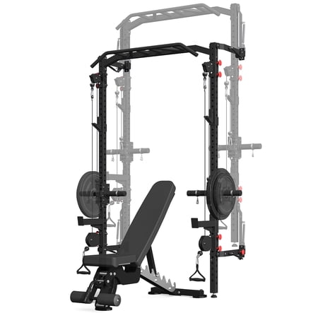 Danrelax Wall Mounted Power Rack with Cable Crossover Machine, Foldable Squat Rack with Dual Pulley System, Pull Up Bar & J Hooks, 1000 LB Capacity Space Saving Home Gym Strength Training Equipment