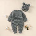 thumbnail image 2 of Baby Rompers Caps Clothes Sets Newborn Girl Boy Knitted Jumpsuits Outfits Autumn Winter Long Sleeve Toddler Infant Overalls 2pcs, 2 of 6