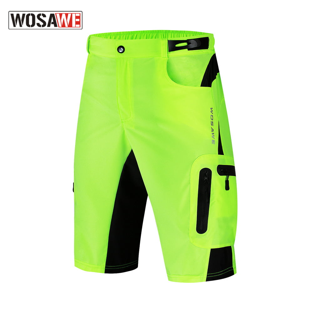 S Black WOSAWE Men Sports Shorts Summer Breathable MTB Cycling Half Pants With Zip Pockets for Riding Running Gym Training Fitness and Outdoor Sports 