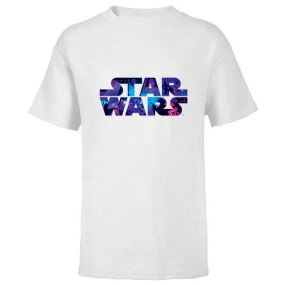 Star Wars Logo Retro 90s Twinkling Stars - Short Sleeve T-Shirt for Kids -Customized-White
