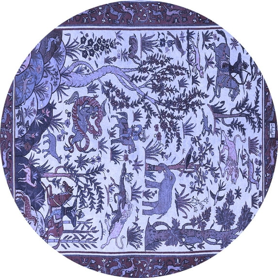 Ahgly Company Indoor Round Animal Blue Traditional Area Rugs, 6' Round