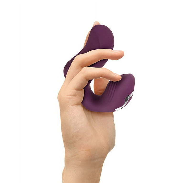 Evolved Helping Hand Rechargeable Silicone Dual Stimulating Finger Vibrator Plum