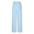 thumbnail image 5 of WIZUTIZ Womens Business Casual Pants Lightweight Leisure Loose Wide Leg Dress Pants Elastic Spandex High Waist Dress Pants Solid Drawstring with Pockets Straight Leg Pants Party Blue, 5 of 6