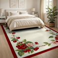 thumbnail image 3 of ODIKA 8'x10' Ultra-Soft Area Rug, Cherries Cherry Door Botanical Scattered Fruit Flowers Clusters None Washable, Bare feet friendly, Silk-Touch for Bedroom, Under Sectional, 3 of 7
