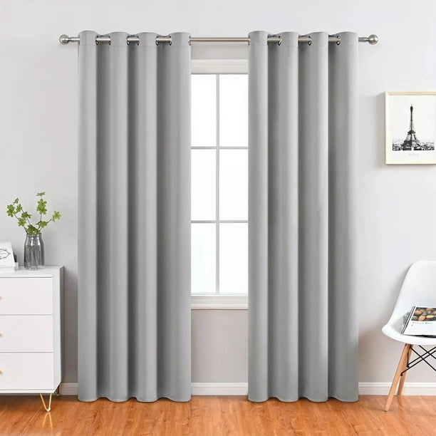 Par de Cortinas de 99 Cm de Ancho X 198 Cm de Largo, Elegantes y Apilables, para Dormitorio, con Agujeros Redondos.