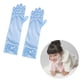 thumbnail image 3 of EeaseMX 1 par de guantes largos de satén con lazo para niña de las flores, para boda, fiesta de noche (azul claro), 3 of 7