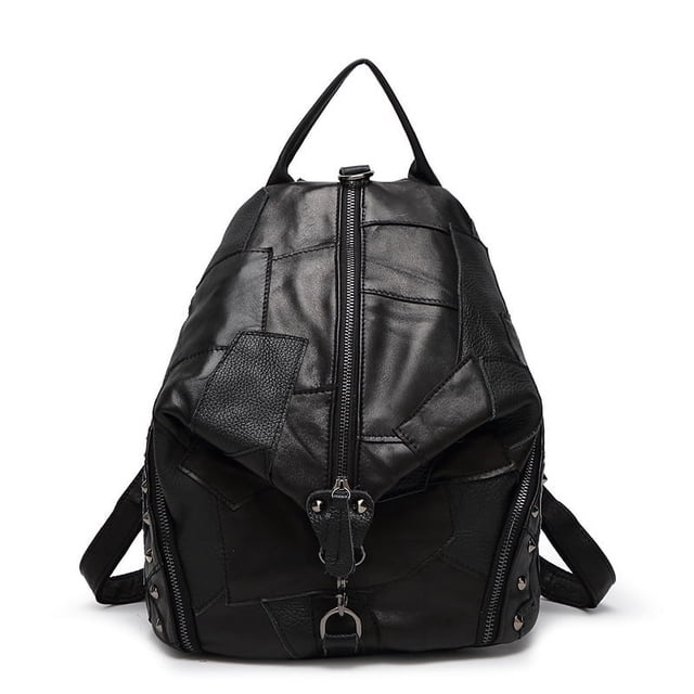 Mochila de empalme de colores Mochila de estilo de cuero para mujer Mochila colorida