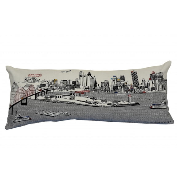 35" White Memphis Daylight Skyline Lumbar Decorative Pillow