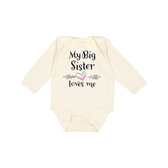 Inktastic My Big Sister Loves Me- Heart Boys or Girls Long Sleeve Baby Bodysuit