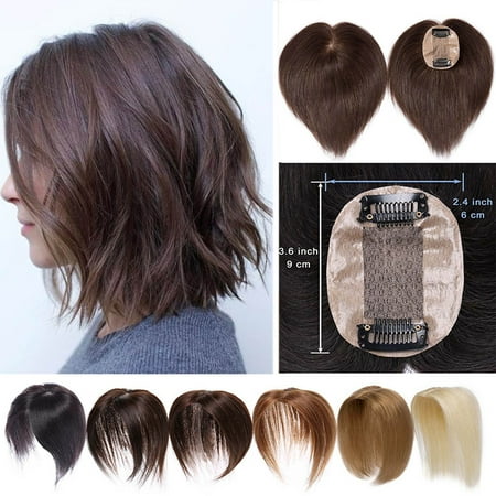 - S-noilite Hair Toppers for Women Human Hair 100% Remy One Piece Clip in Toppers Extension Straight Real Mono Toppiece Hair Piece for Thinning Hair Black,10