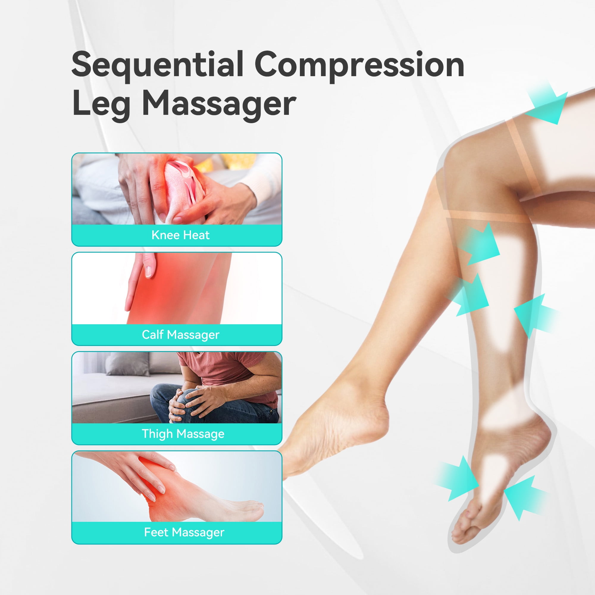 Snailax Leg Massager with Heat for Circulation, Air Compression Calf Foot Massager, Gifts