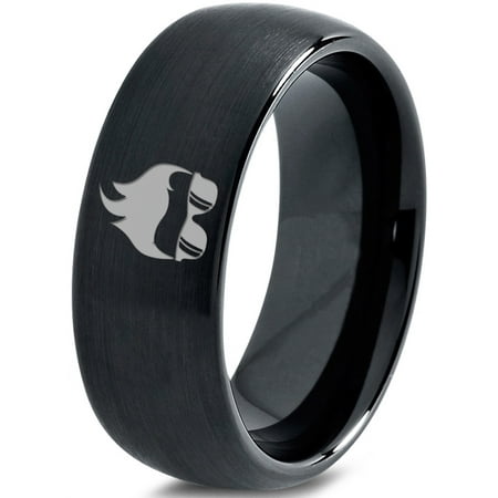 - Tungsten Cool Guy Nerd Glasses Geek Hair Game Band Ring 8mm Men Women Comfort Fit Black Dome Brushed Polished