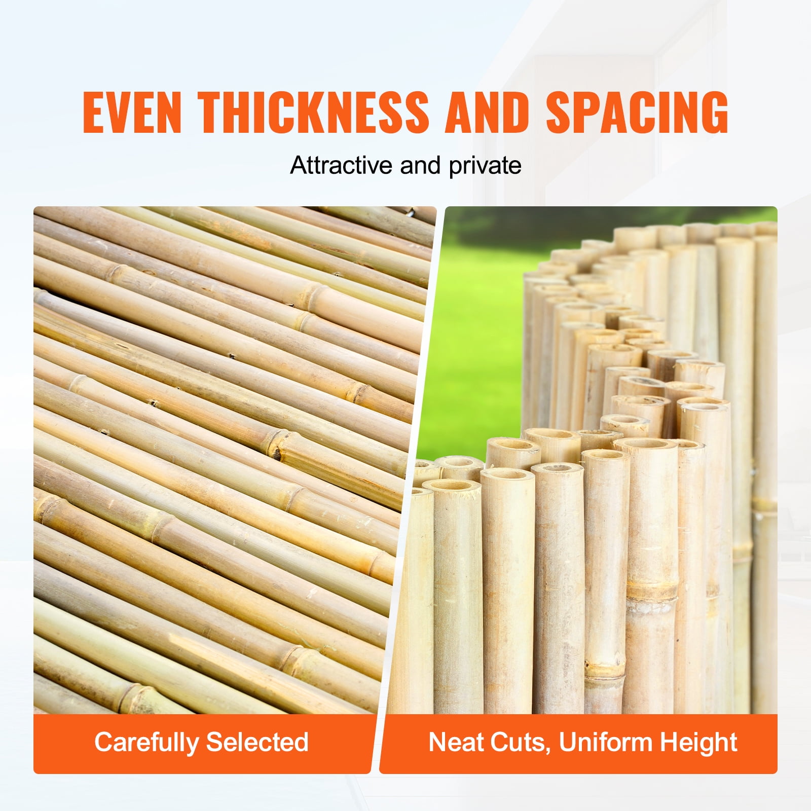 KFFKFF Bamboo Barrier, Sustainable Privacy Fence 6ft x 8ft x 0.75in, Bamboo Panel for Garden, Backyard, Balcony, Patio, Poolside Decorative Screen