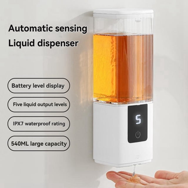 Dispensador de Jabón Automático, Dispensador de Jabón de Pared Recargable con Bomba de Jabón Espumoso para Baño y Cocina