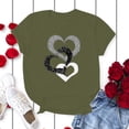 thumbnail image 5 of Lightning Fashion Deals of Today, Scyoekwg Womens Short Sleeve Tshirts Comfy Crew Neck Casual Heart Print Graphic Tee Trendy Basic Tops Tops for Women (Army Green,XL), 5 of 5