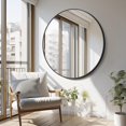 thumbnail image 5 of Round Black Mirror 39 inch Circle Mirror, Metal Frame Bathroom Mirror, Round Wall Mirror, Circle Mirrors for Wall Entryway Bedroom Living Room, 5 of 7