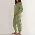 thumbnail image 4 of HSHMT One Piece Jumpsuits For Women Women's Casual Loose Jumpsuits Long Sleeve V Neck Oversized Rompers Baggy Overalls Pajamas, 4 of 8