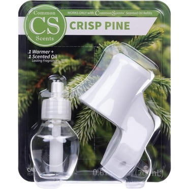 Common Scents Plug-In Essential Oils Diffuser Set - Aromatherapy Diffuser with Fragrance Oil, Wall Plug In Diffuser for Home - Includes 1 Home Fragrance Diffuser & 1 Diffuser Oil - Crisp Pine