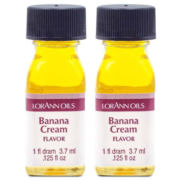 LorAnn Banana Cream Super Strength Flavor - Twin Pack of 1 Dram Bottles (.125 fl oz) - Candy, Confections & Baking