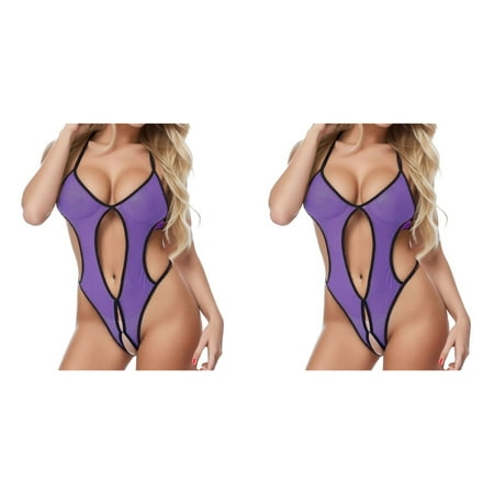 Wijhcboe 2 Pack Women s Vintage Satin Nightie 1 Piece Backless Mesh Bodysuit Neck Lace Up Sheer Teddy Nightie Lace Up Lingerie Fishing Net Sexy Underwear Sleepwear Steel Ring Pajamas Gart Womens Sex