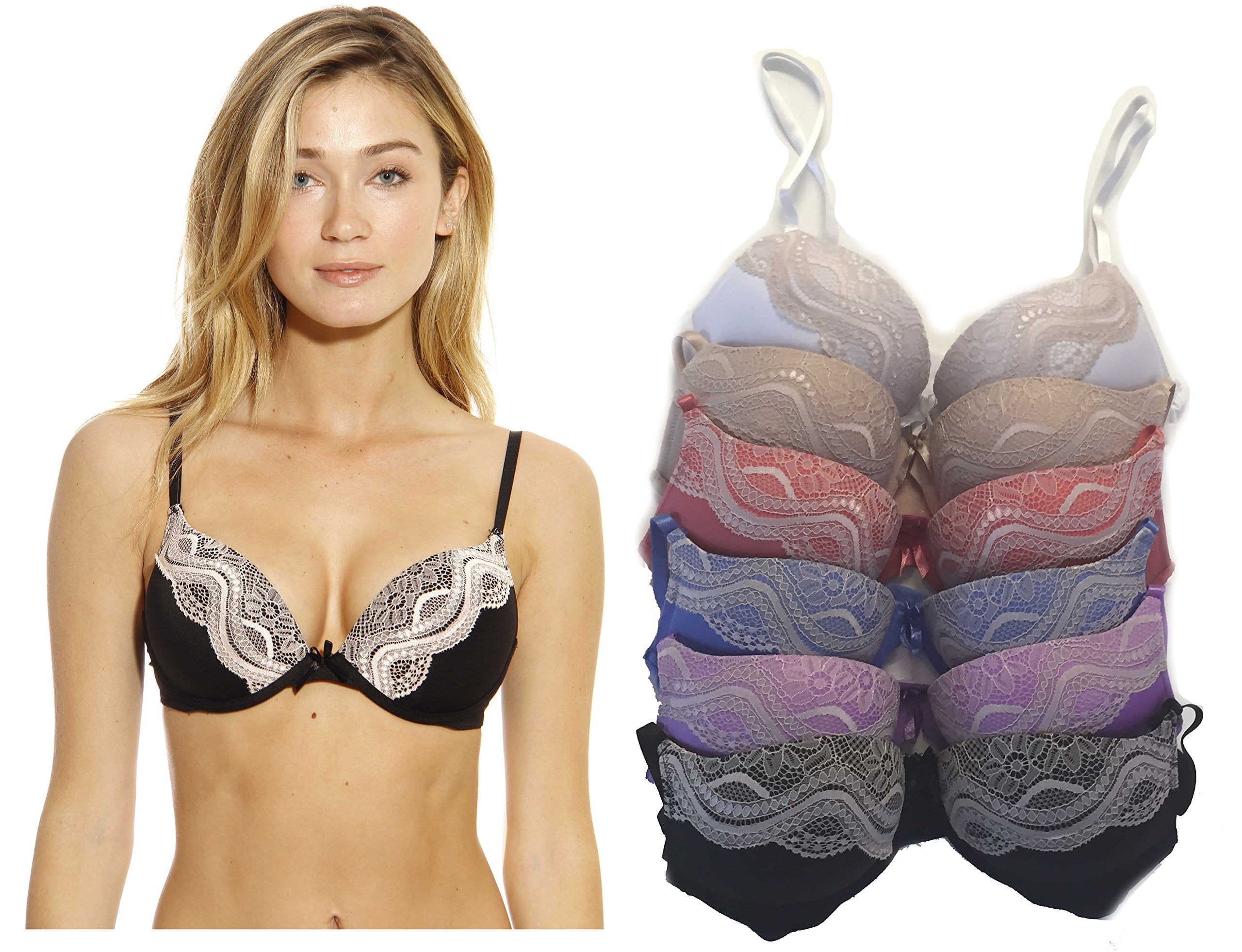 Just Intimates Double Push Up Bras for Women (Pack of 6) #Ad #Push