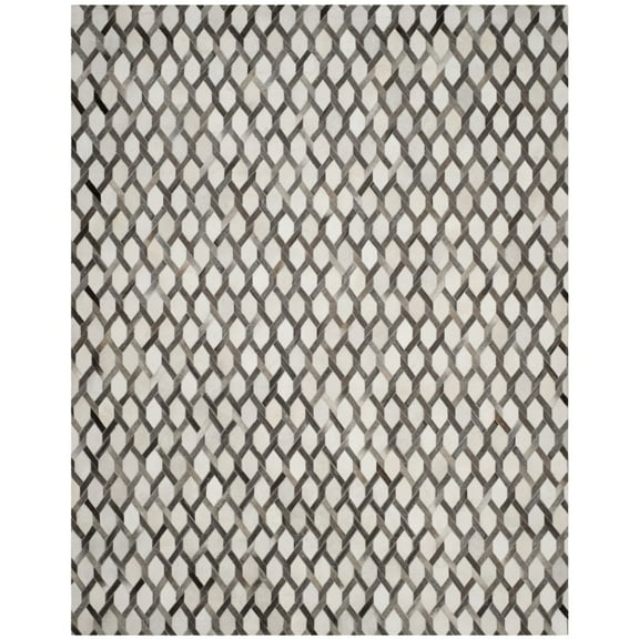 SAFAVIEH Studio Leather Merton Geometric Runner Rug, Ivory/Grey, 2'3" x 7'