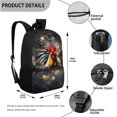 thumbnail image 2 of ZUXONGSY Splatter Painting Rooster Print 3 In 1 School Bag with Lunch Box Set for Girls Boys Backpack Purse Middle High School Book Bag with Pencil Case for Kids Primary Child Daypack Satchel, 2 of 6